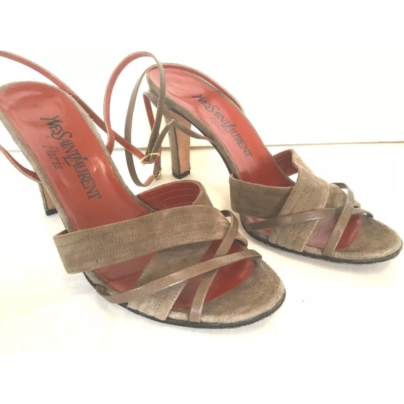 YSL Yves Saint Laurent Ankle Strap Slingback Shoes